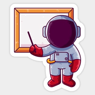 Cute Astronaut Presentation Cartoon Sticker